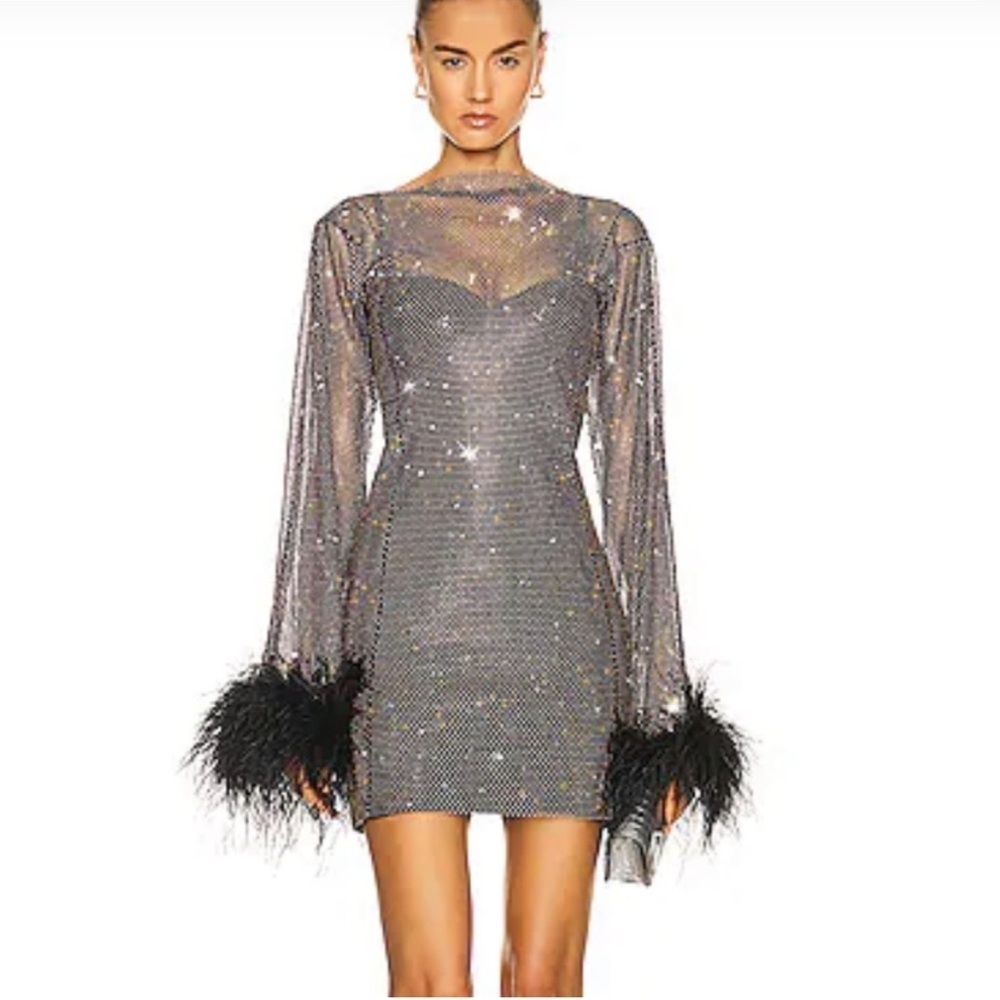 Santas brands Feathers Mini Dress in Sheer Mesh Sz M/L